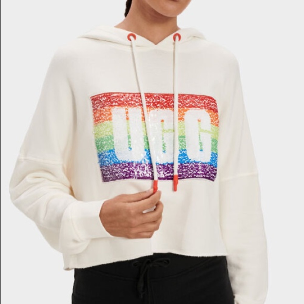 UGG Keira Cropped Hoodie
Color: Rainbow Sequins